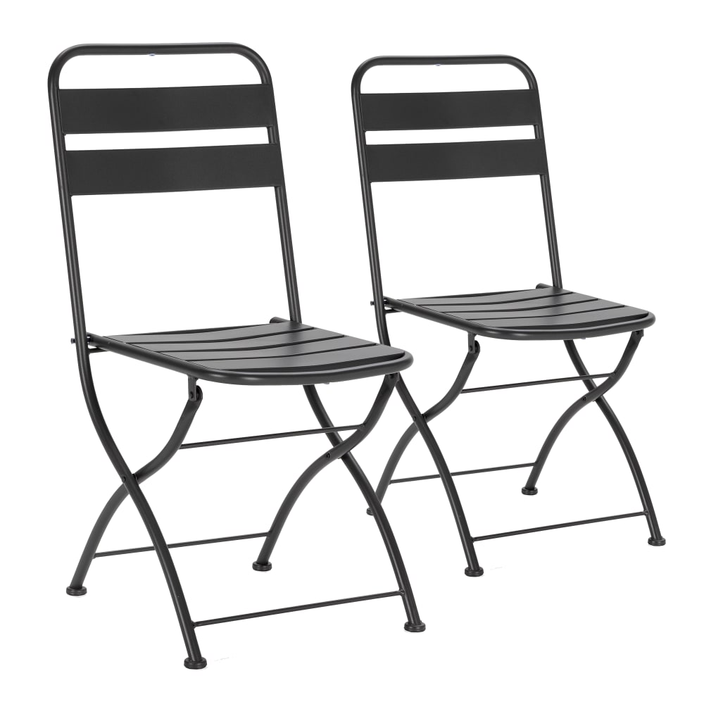 HOMN Stuhl-set 2 klappbaren Gartenstühlen aus schwarzem Metall style exotic - Metall