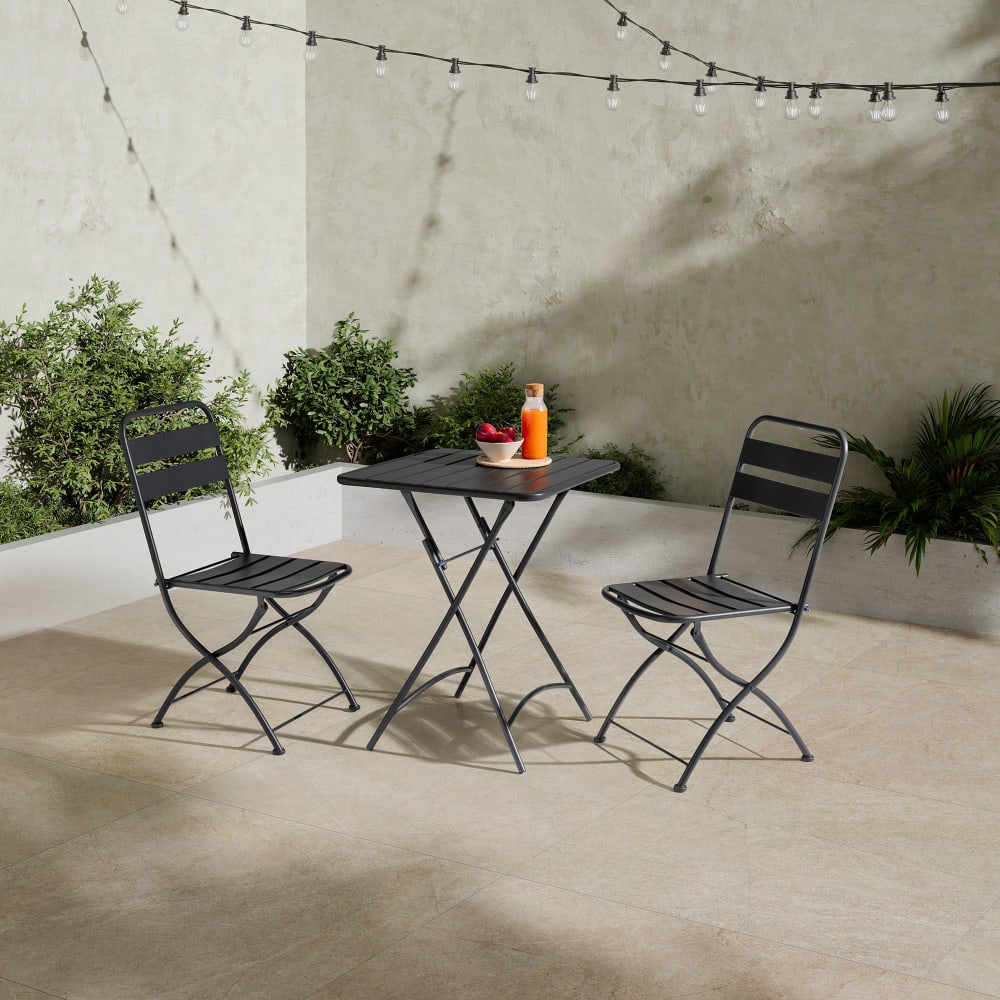 Pack de 2 chaises de jardin pliantes en métal noir - Maisons du Monde