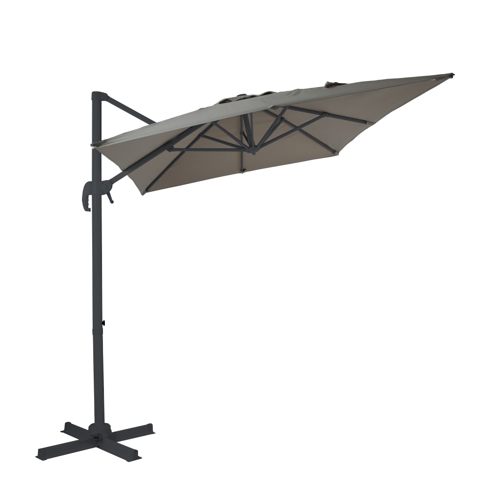 Parasol déporté carré, inclinable, en aluminium, taupe, 200 x 300 cm
