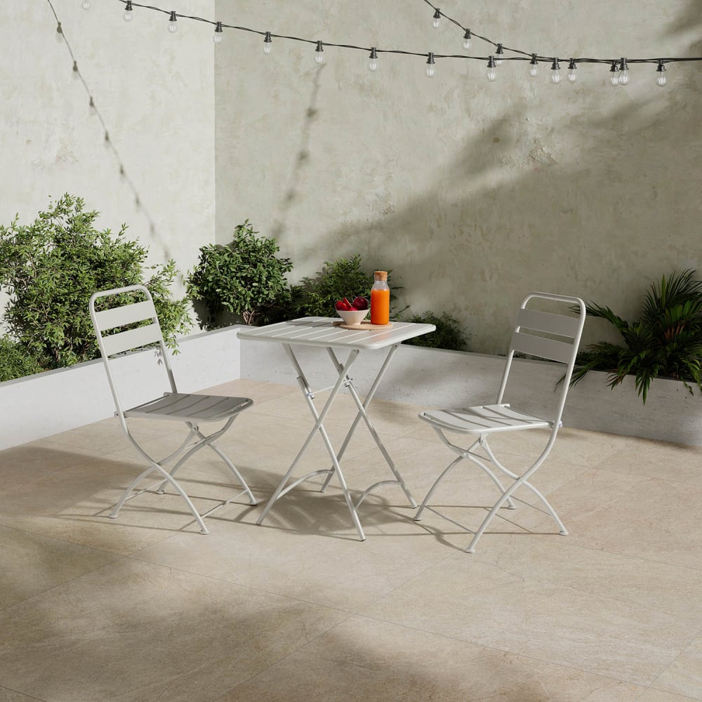 Ensemble Bistro de jardin 3 pièces Gris, Table et 2 chaises