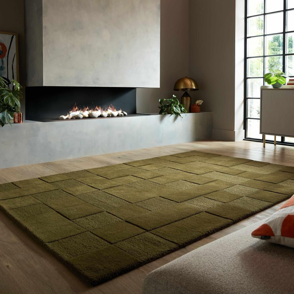 Tapis en laine verte 200x290cm — vue 3