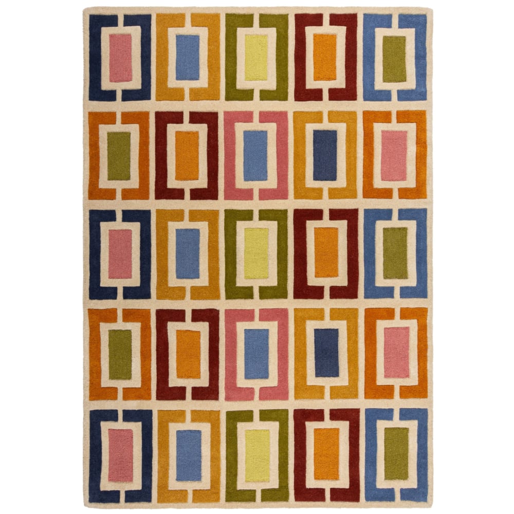 Tapis en laine multicolore tons pastels 200x290cm