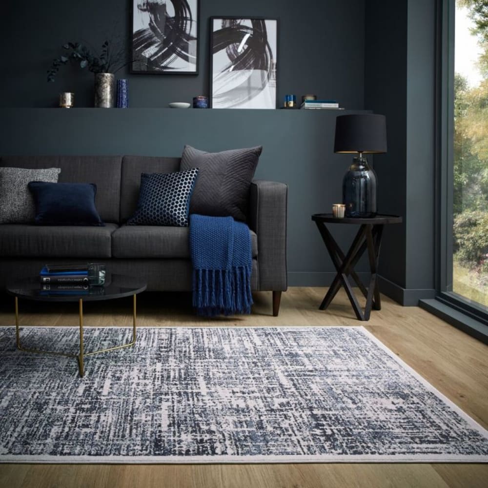 Flair Rugs Tapis de salon en fibre synthétique bleu - Pes - Polyester