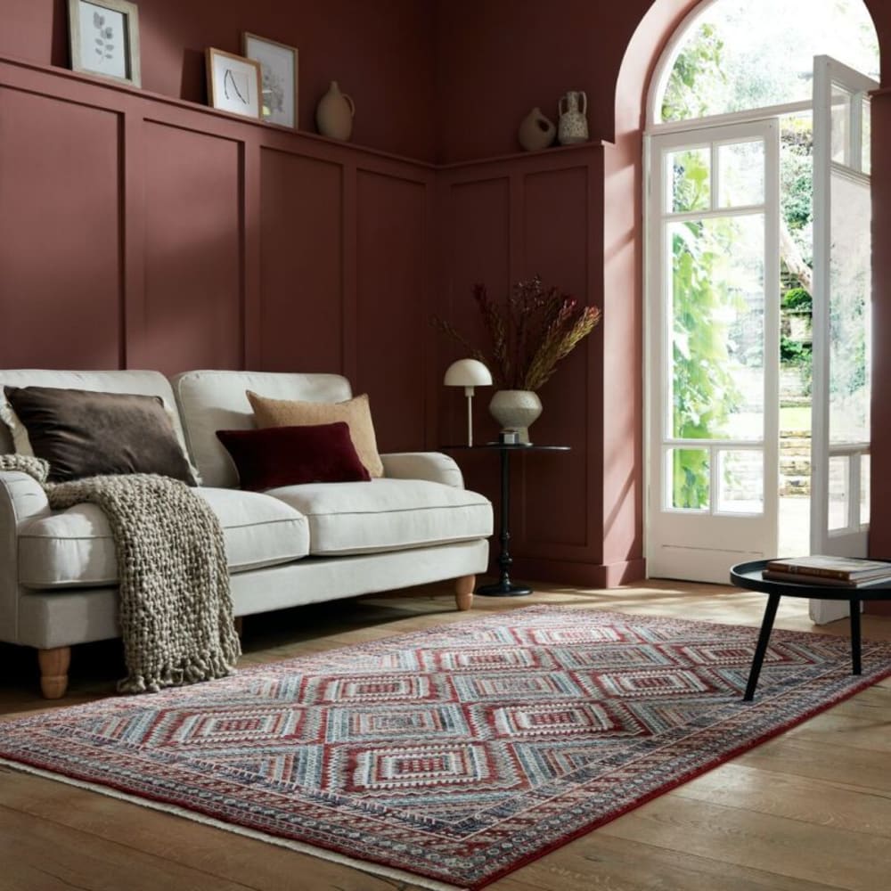 Tapis polypropylène motifs ethniques rouge - Maisons du Monde