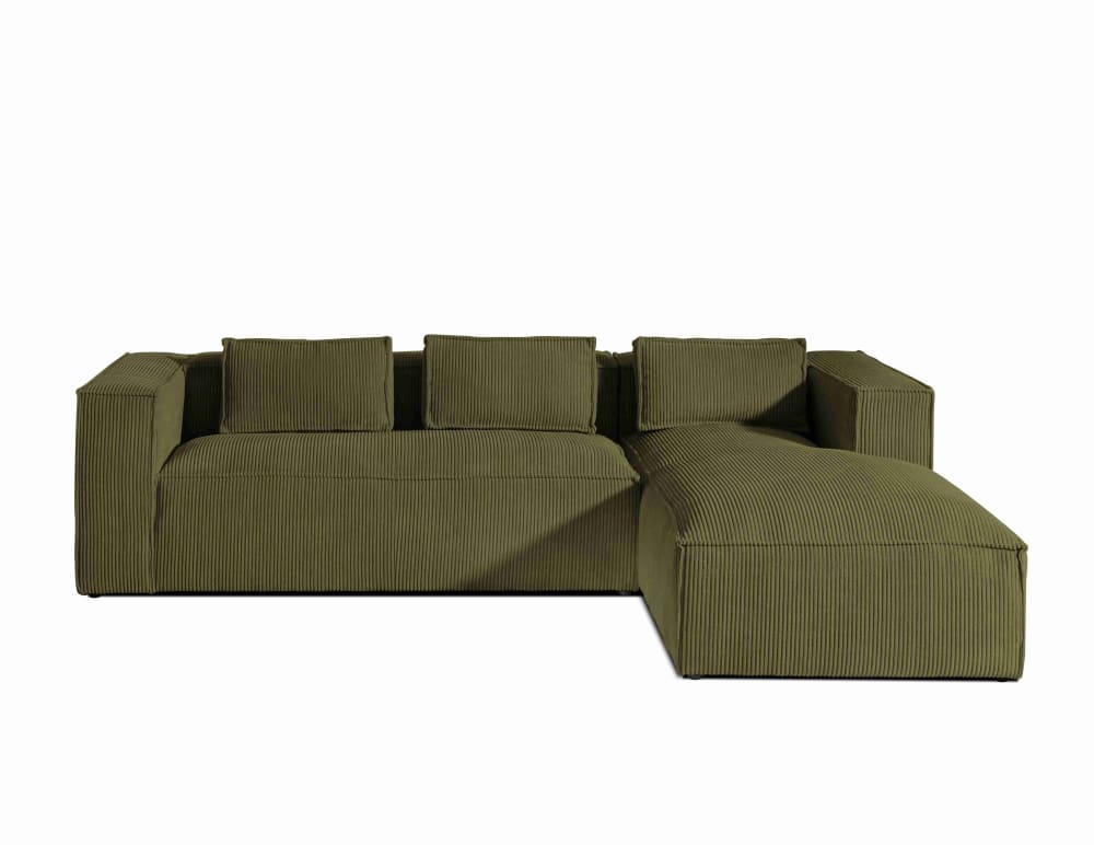 Canapé d'angle droit - velours vert