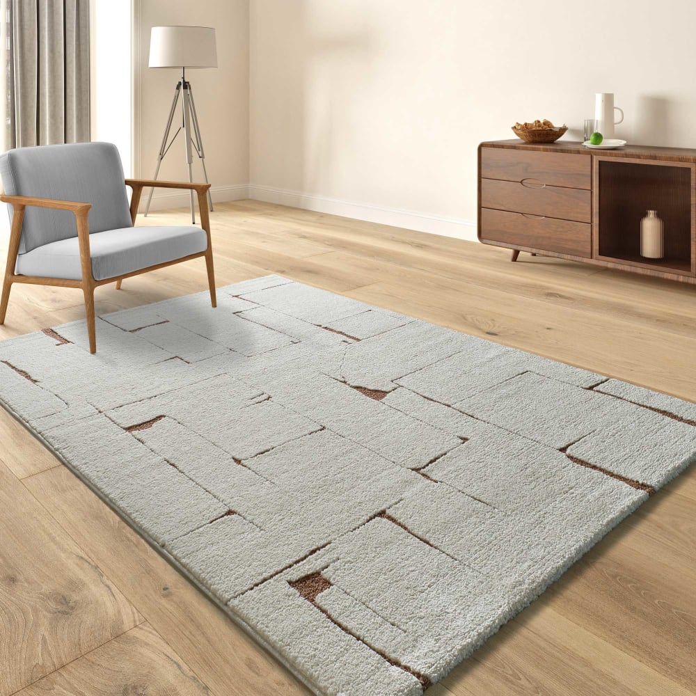 Tapis à relief scandinave crème/rouille 120x170 cm — vue 3