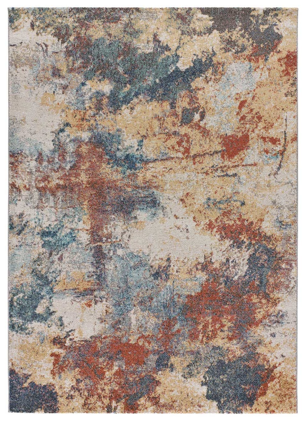 Tapis d'extérieur abstrait bleu/beige/rouille 160x230 cm