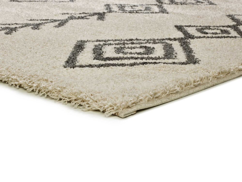 Tapis shaggy ethnique blanc/crème/noir 80x150 cm — vue 4