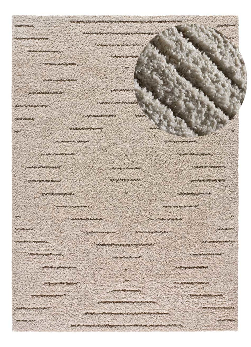 Atticgo Weicher Shaggy-Teppich im skandinavischen Stil 120x170 cm cremefarben style industrial Beige Öko-Tex Zertifikat Pp - Polypropylen