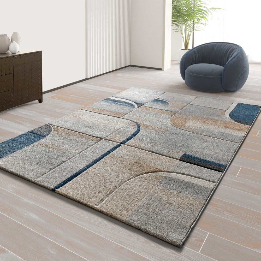Tapis moderne bleu/beige/gris 160x230 cm — vue 3