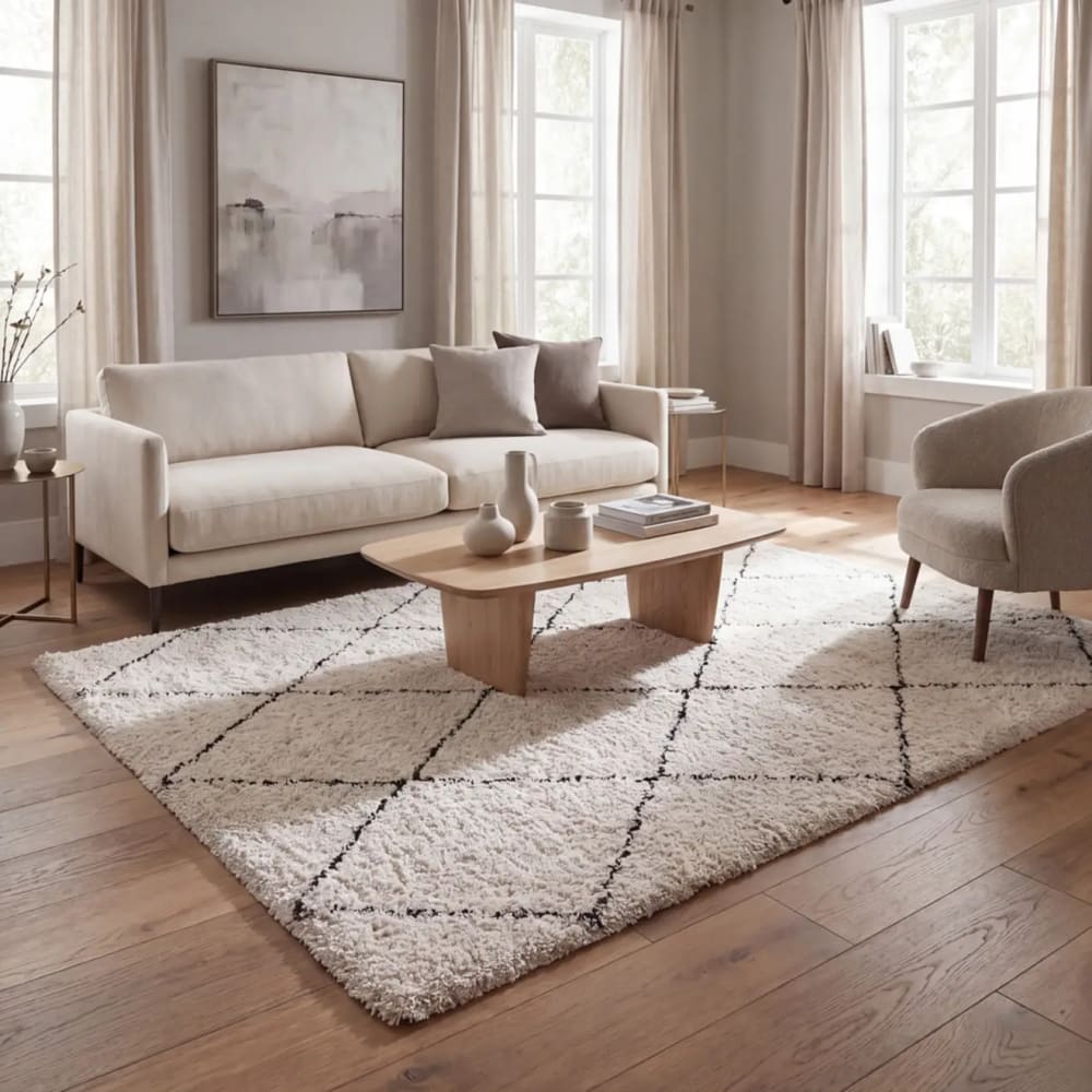 Atticgo Weicher Shaggy-Teppich im skandinavischen Stil,160x230 cm, cremefarben style industrial Beige Öko-Tex Zertifikat Pp - Polypropylen
