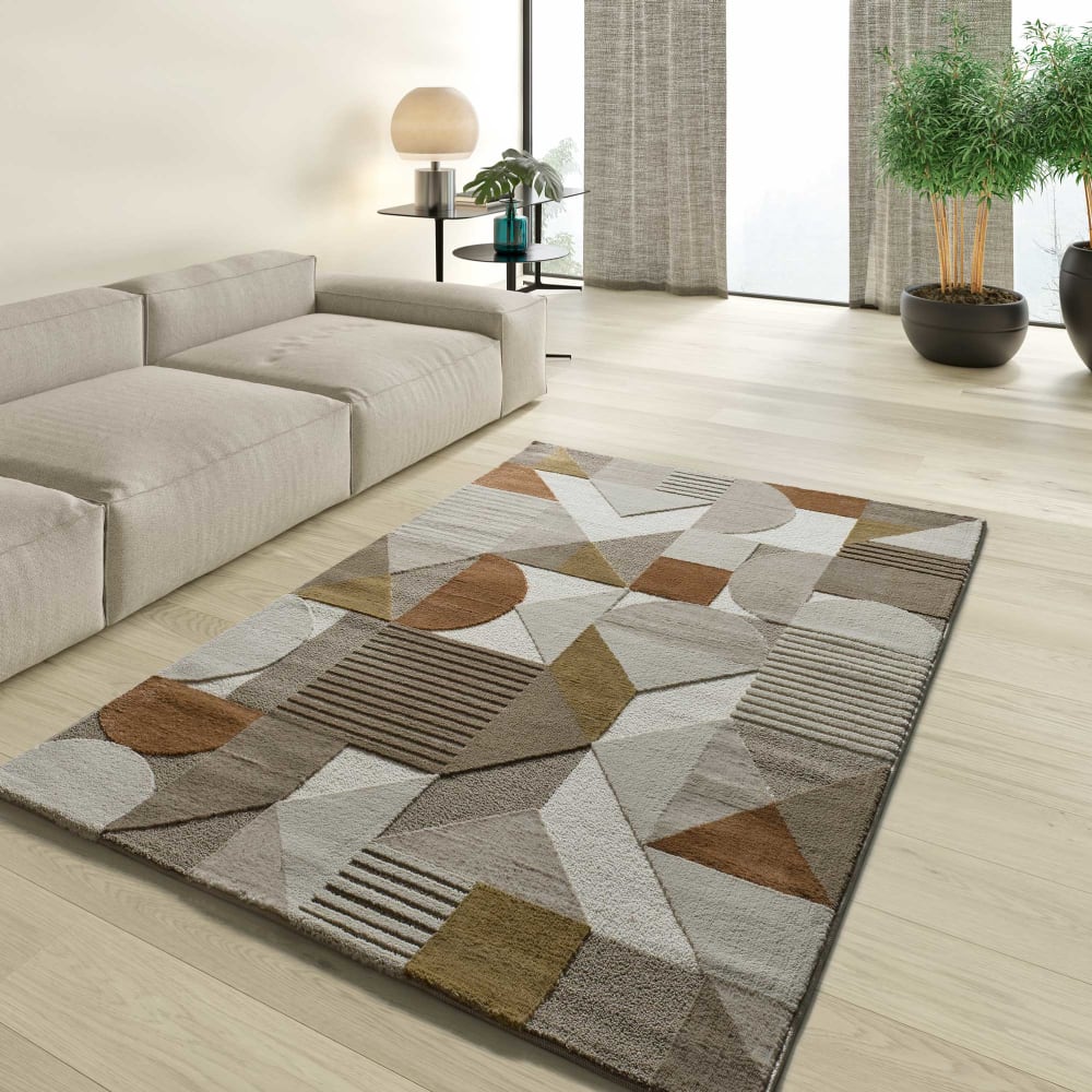 Tapis à relief moderne beige/cuivre 140x200 cm — vue 3
