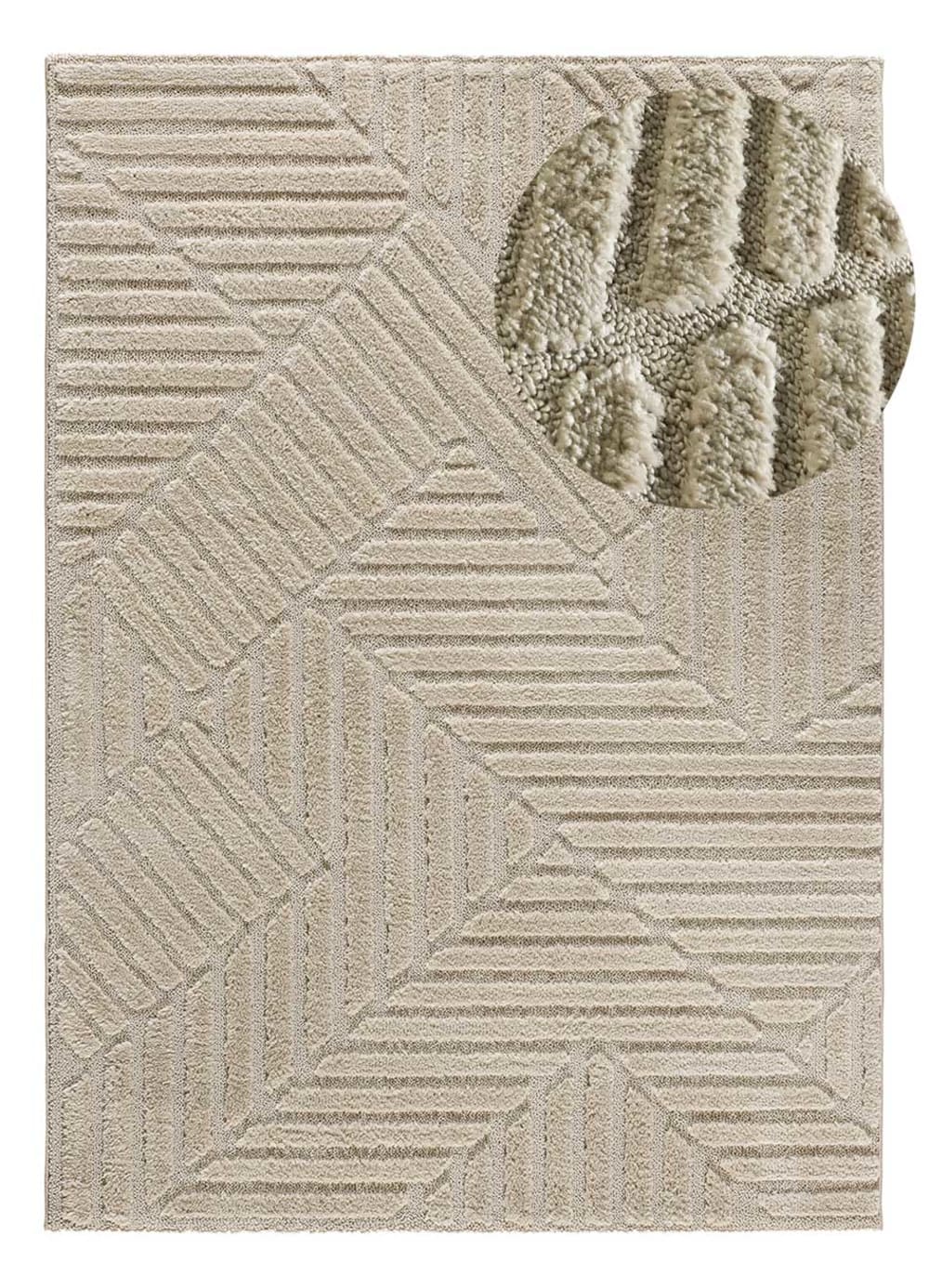 Tapis à relief à poils longs beige 160x230 cm