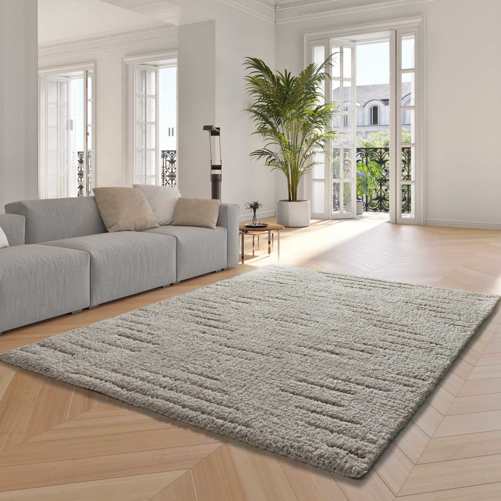 Tapis shaggy scandinave crème 200x290 cm — vue 3