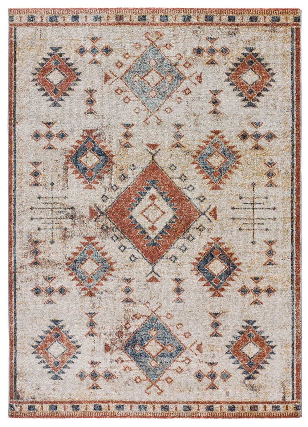Atticgo Kurzfloriger Ethnoteppich, 80x150 cm, in Terrakottatönen style exotic Kupfer Öko-Tex Zertifikat Pp - Polypropylen