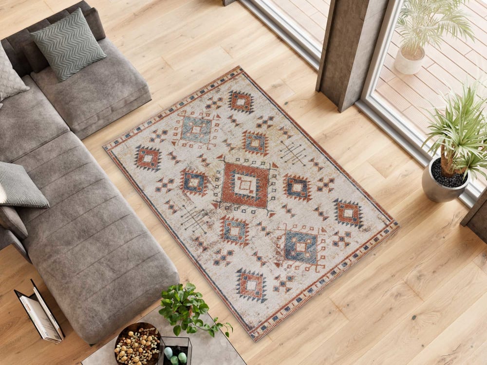 Tapis ethnique rouille/beige 80x150 cm — vue 3