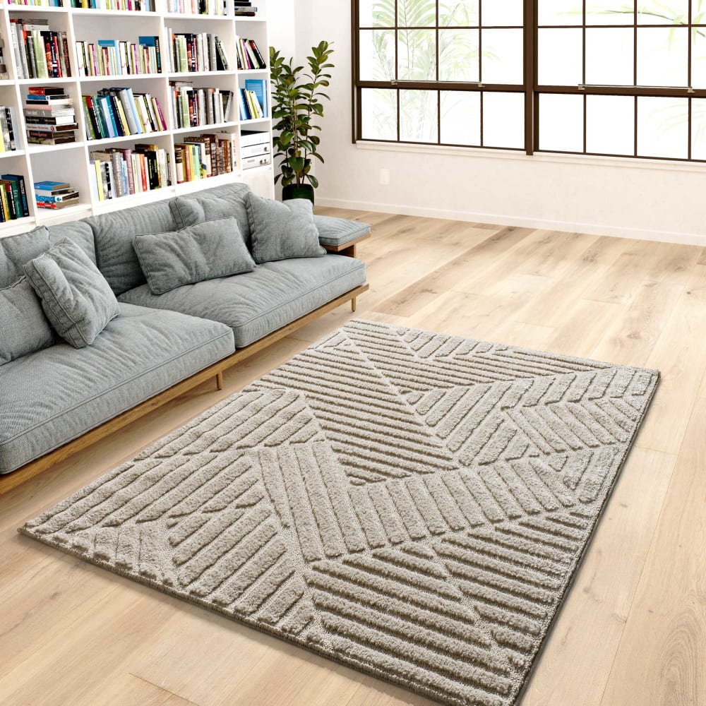 Tapis à relief à poils longs beige 80x150 cm — vue 3