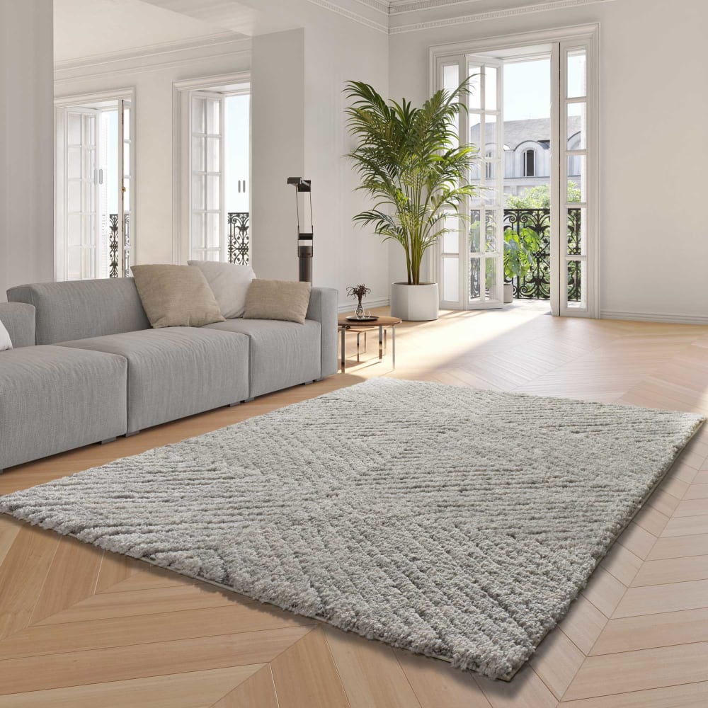 Tapis descente de lit shaggy gris 60x120 cm — vue 3