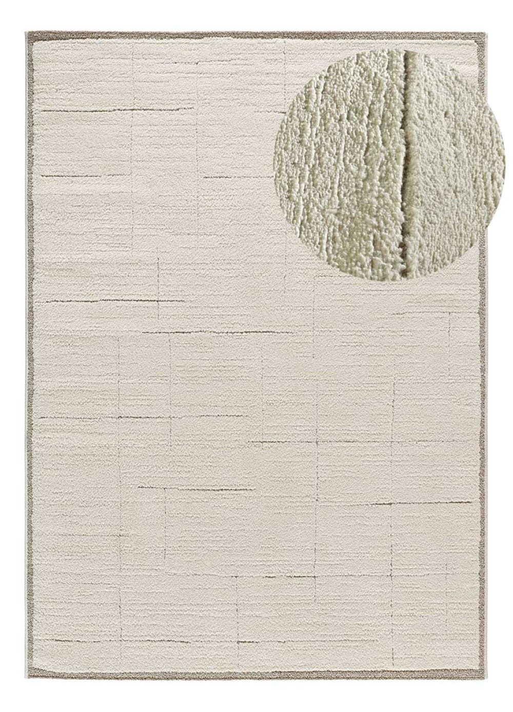 Kurzflorteppich geometrisches Muster, 80x150 cm, cremefarben -