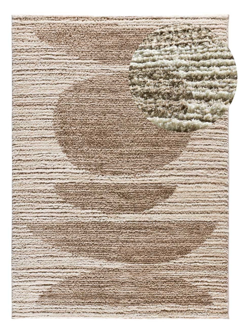Zottelteppich im skandinavischen Stil, geprägt, 140x200 cm, Beige