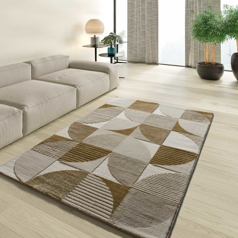 Tapis à relief moderne beige/cuivre 80x150 cm — vue 3