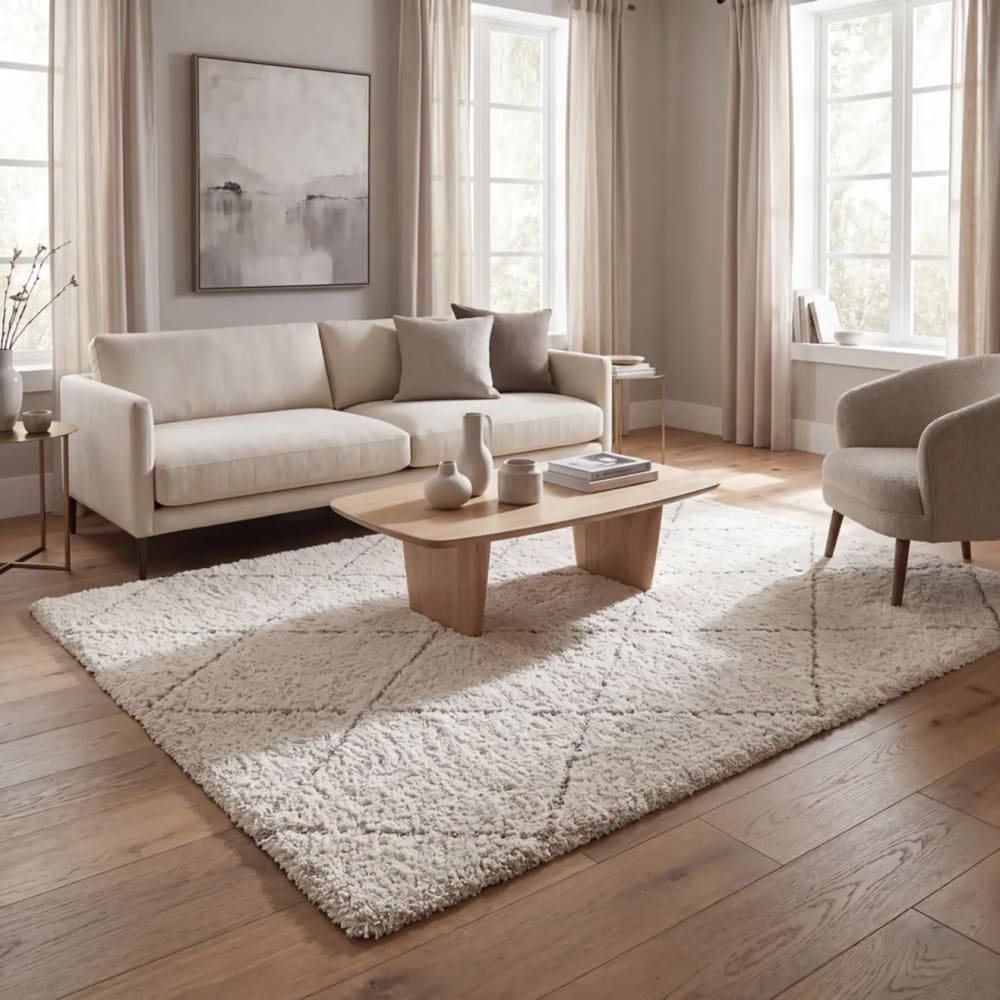 Atticgo Weicher Shaggy-Teppich im skandinavischen Stil, 120x170 cm, weiß style industrial Öko-Tex Zertifikat - Pp - Polypropylen