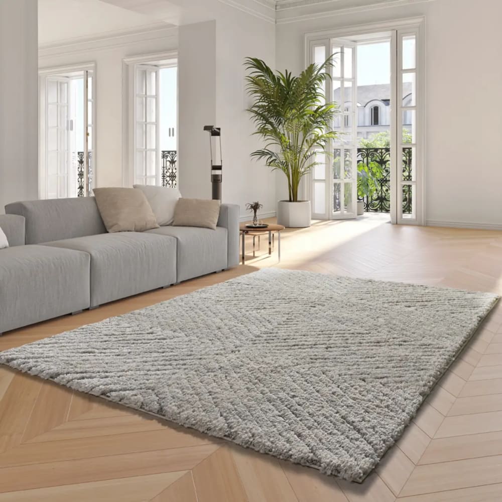 Atticgo Weicher Shaggy-Teppich im skandinavischen Stil, 200x290 cm, hellgrau style industrial Öko-Tex Zertifikat - Pp - Polypropylen