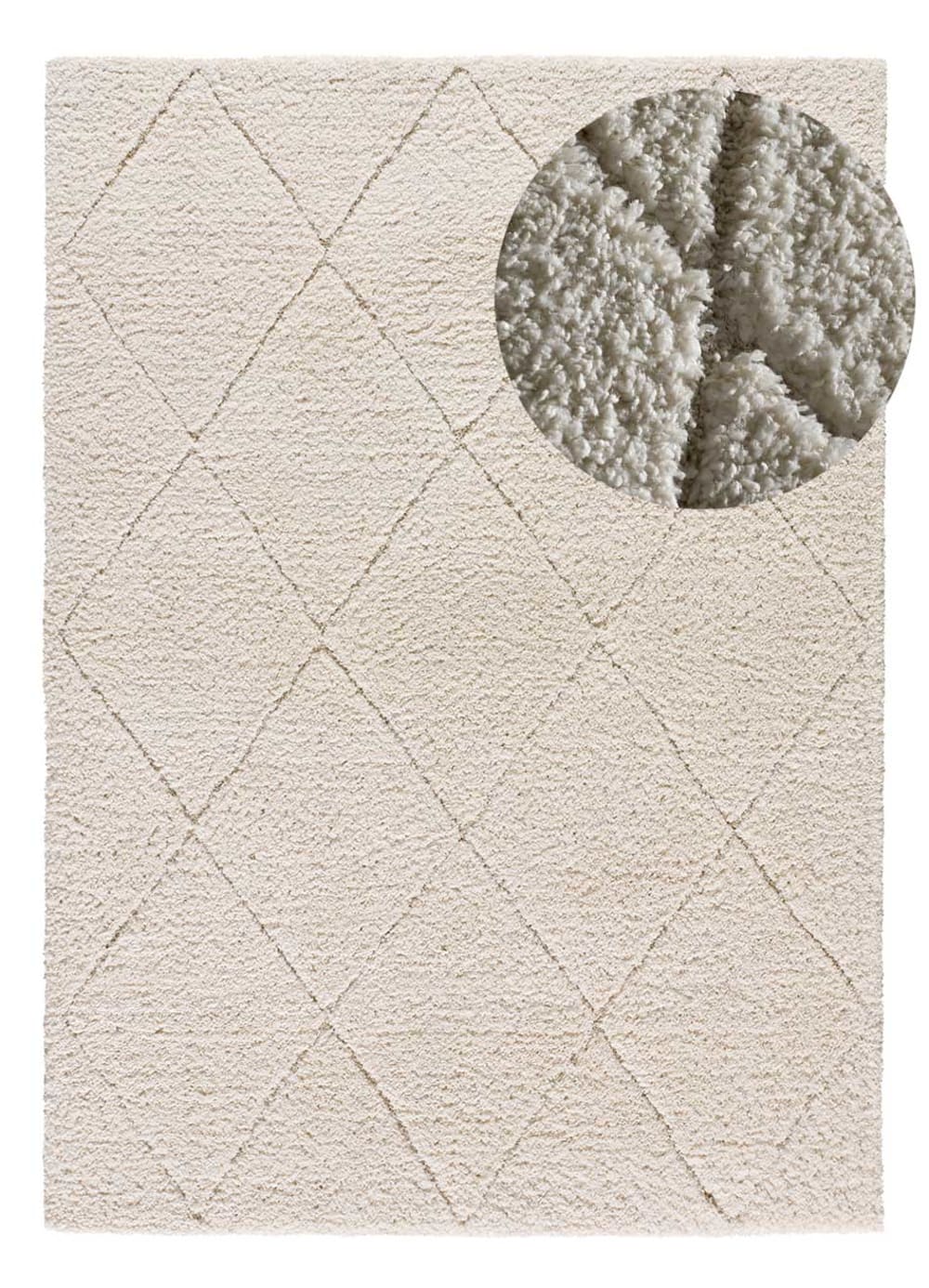 Tapis shaggy scandinave blanc/crème 200x290 cm