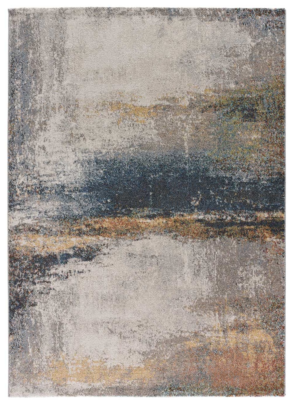 Atticgo Abstrakter Kurzflorteppich, 80x150 cm, in Blautönen style modern Grau Öko-Tex Zertifikat Pp - Polypropylen