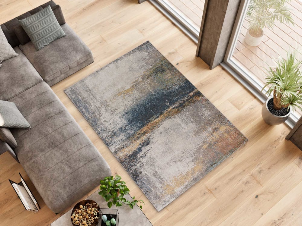 Tapis abstrait bleu/gris 80x150 cm — vue 3