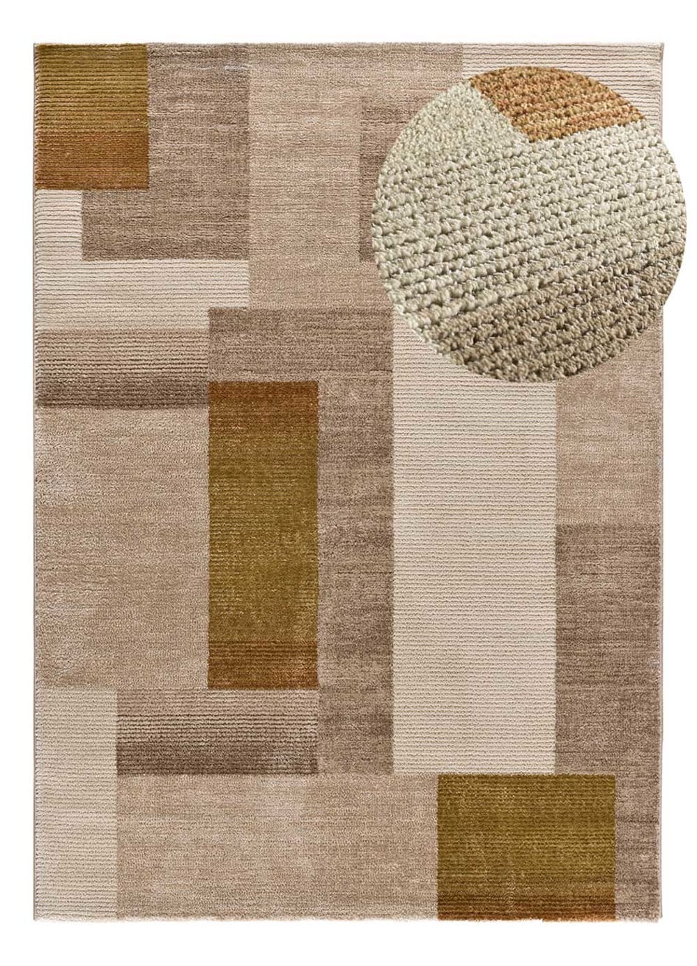 Geometrischer Teppich mit Prägung, 80x150 cm, in Kupfertönen -