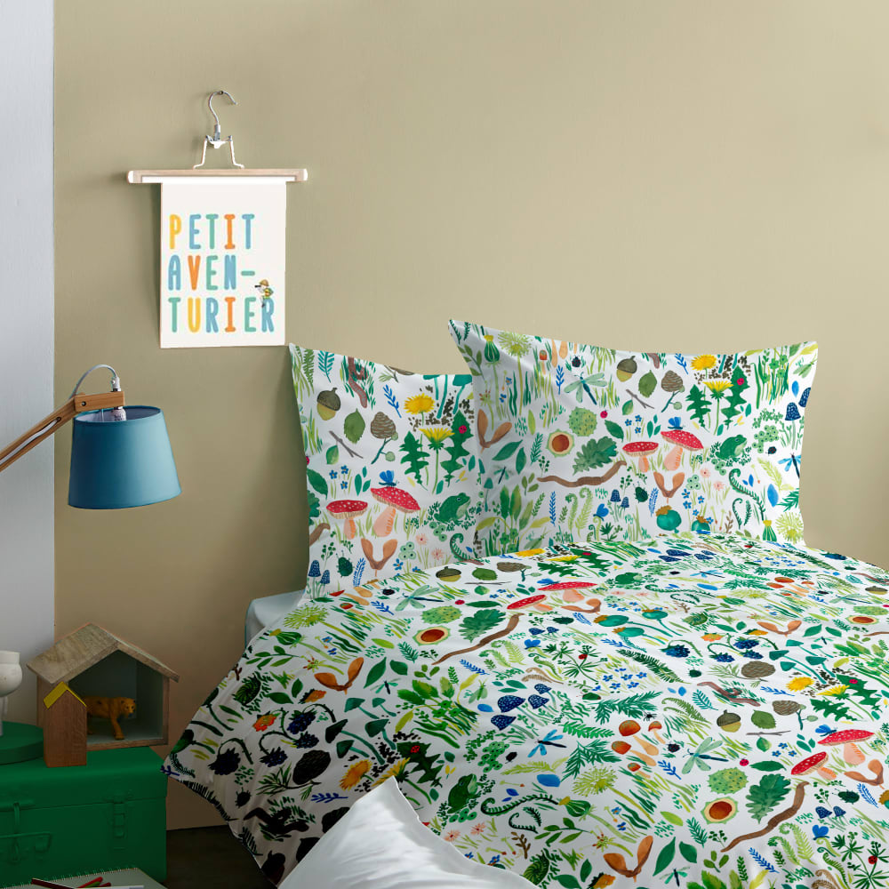 Parure de lit imprimée en coton multicolore 140x200+63x63cm