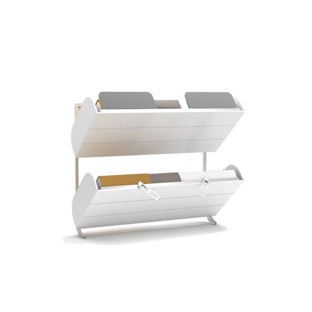 Lit superposé escamotable avec matelas blanc 192x214x102cm