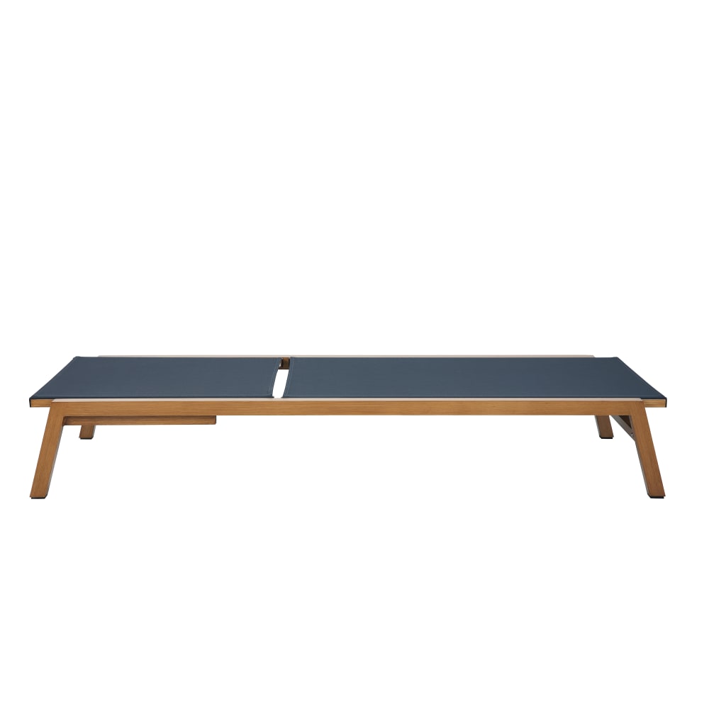 Chaise longue de jardin réglable en aluminium aspect bois, anthracite - Maisons du Monde