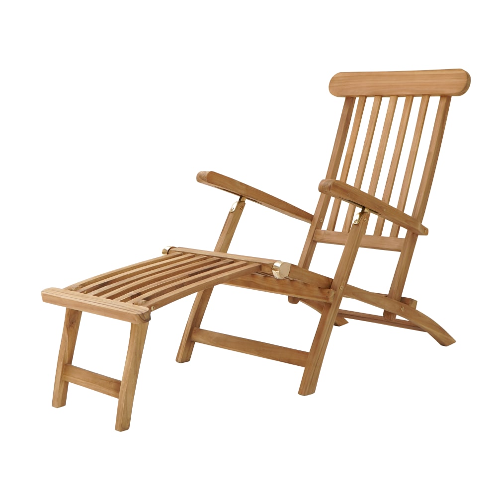 Chaise longue en teck avec dossier réglable