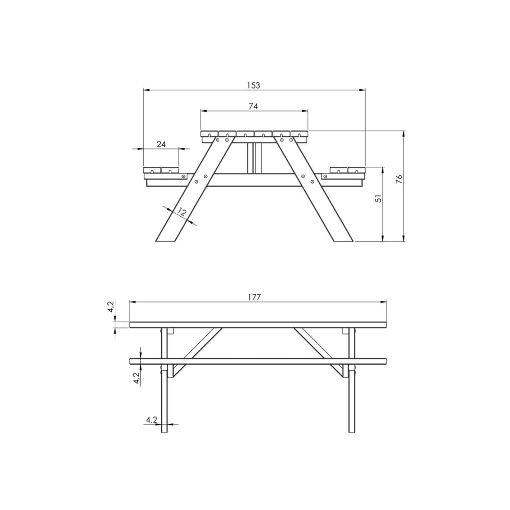Table de pique-nique en bois - naturel - 177 x 154 cm - Maisons du Monde