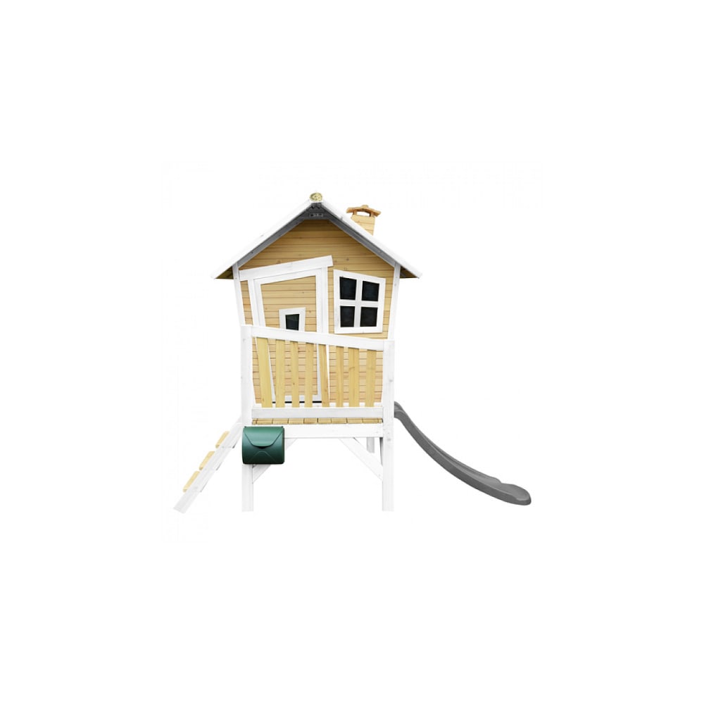 Maisonnette enfant avec toboggan gris, en bois fsc, marron/blanc - Maisons du Monde