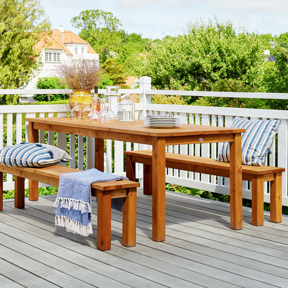 Table de pique-nique pour 6 personnes, bois, marron, 200 x 78 cm - Maisons du Monde