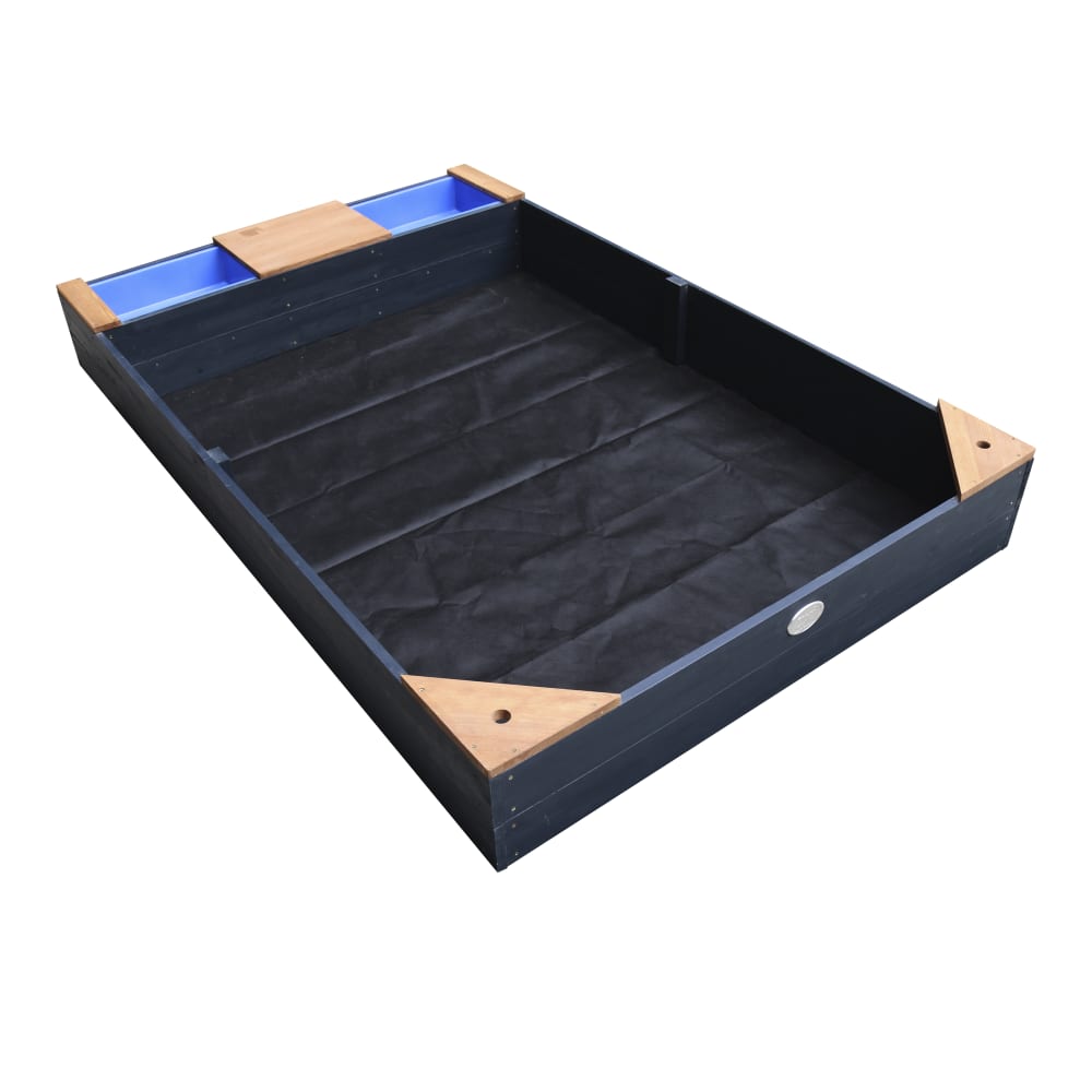 Sandkasten aus FSC Holz mit Sitzbank 180x115 cm, anthrazit/braun