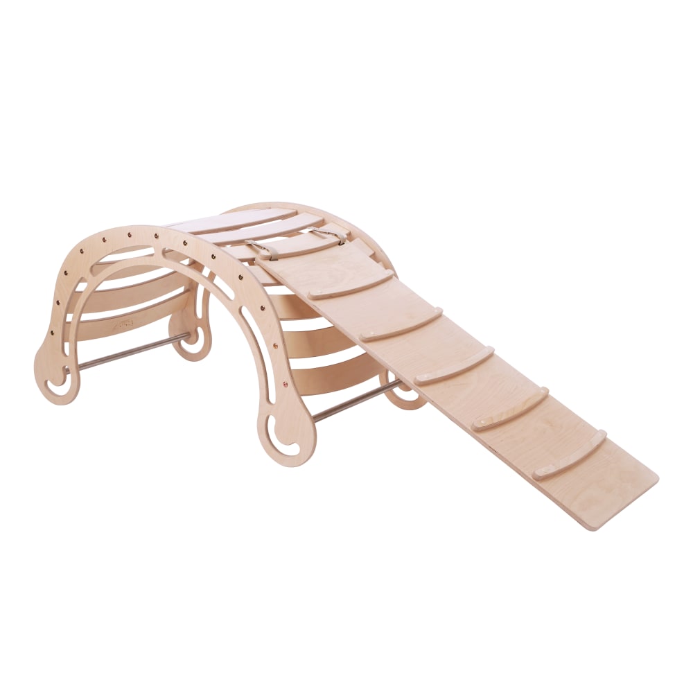 KateHaa Wippe Kletterbogen mit Kletterwand, Holz, naturfarben style modern Braun Holz