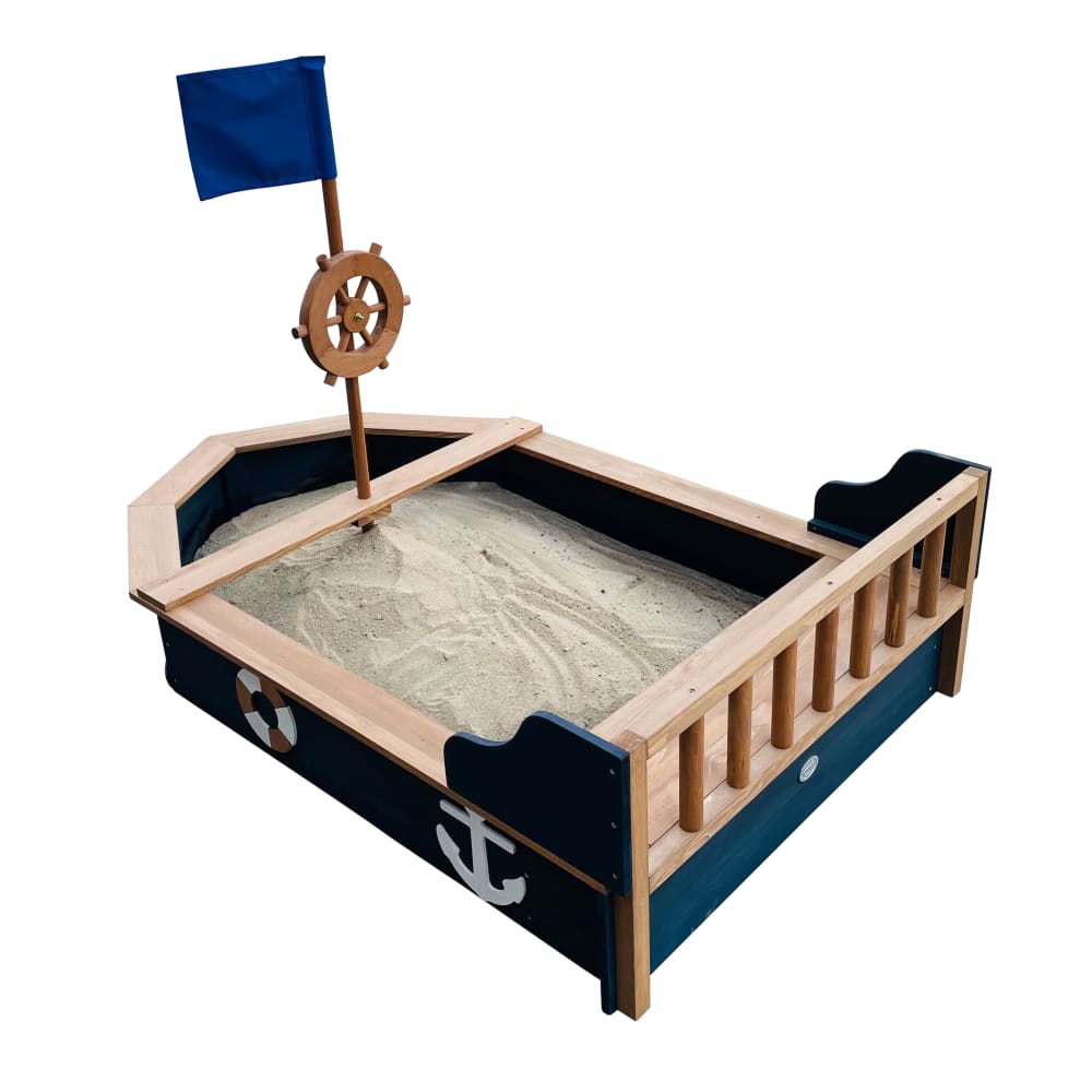 Sandkasten Boot mit Ruder aus FSC Holz 153x90x100 cm,