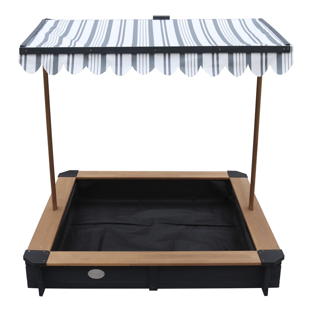 Sandkasten aus FSC Holz mit Dach 118x118 cm, anthrazit/braun -