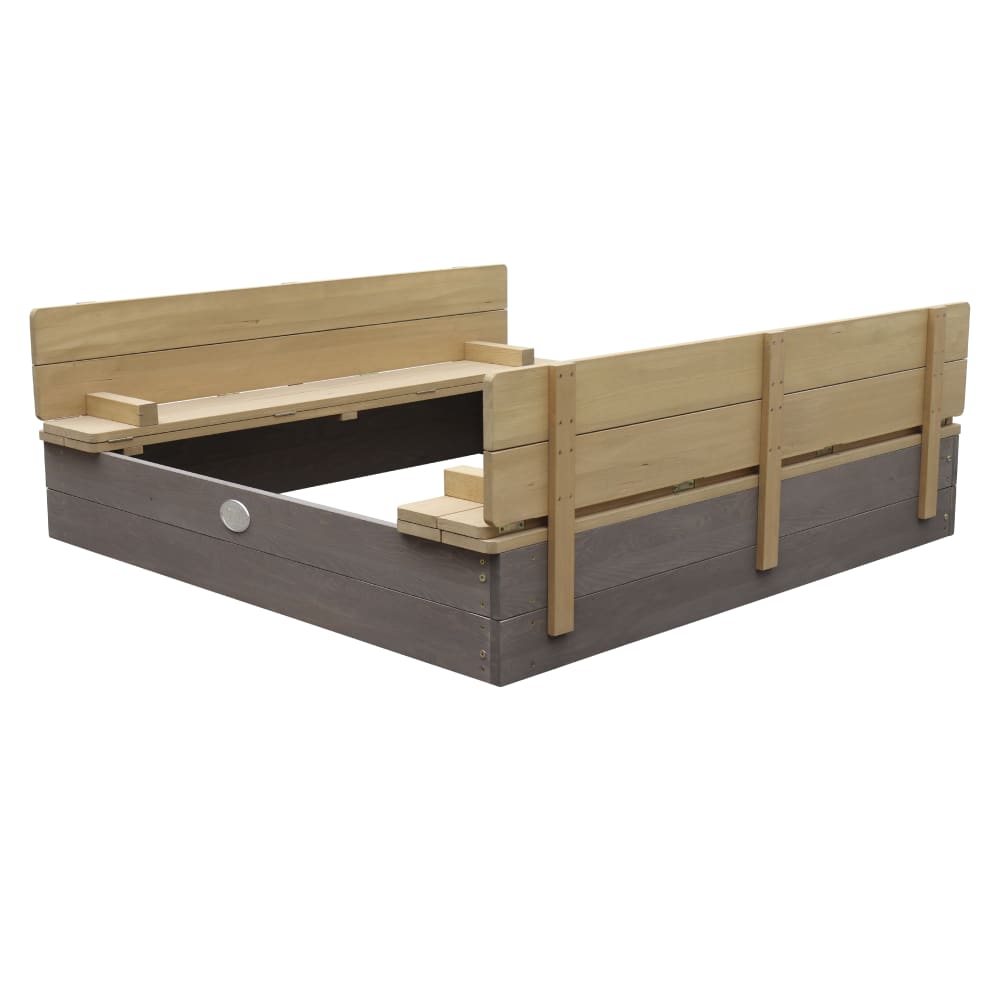 Axi Sandkasten aus FSC Holz mit Deckel 120 x 120 cm, grau/braun style modern - Holz