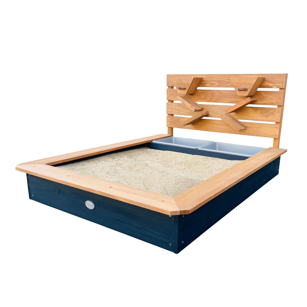 Bac à sable avec banc & paroi de jeu en bois FSC, anthracite/brun