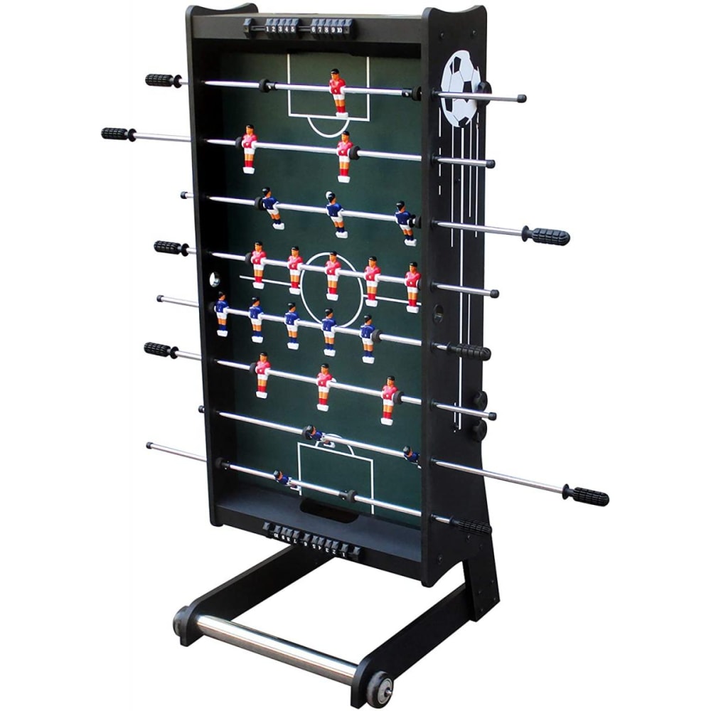 Baby-foot pliable 2 balles, compteur de points, noir, 122x61x80cm