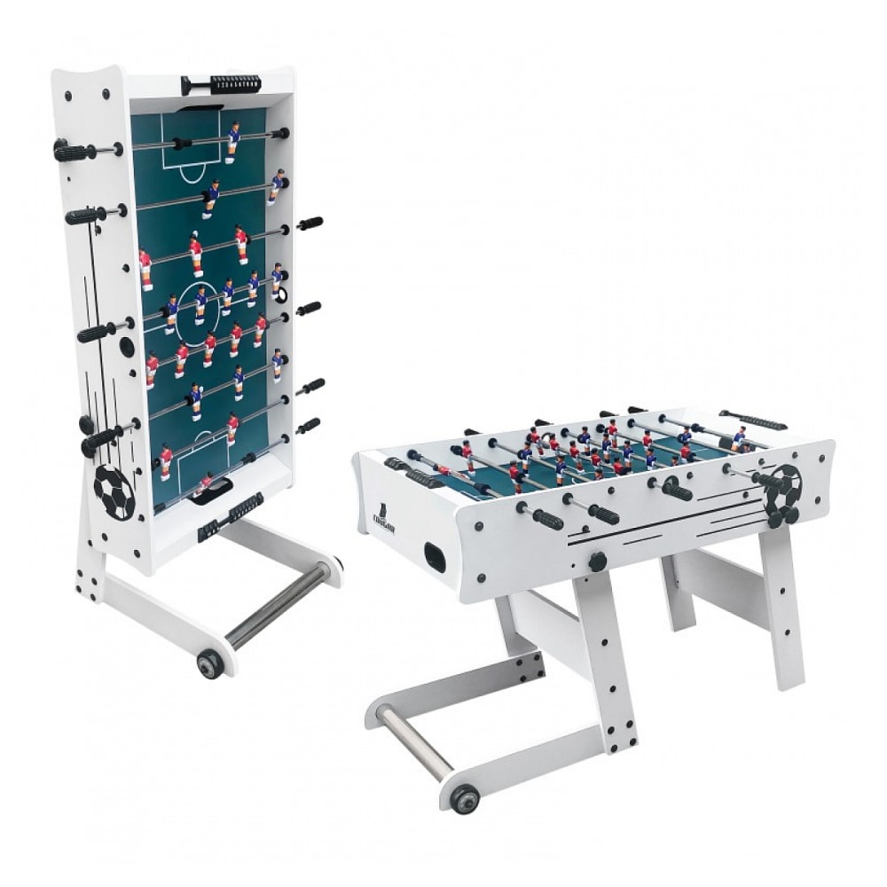 Baby-foot pliable avec barres télescopiques, accessoires inclus, blanc