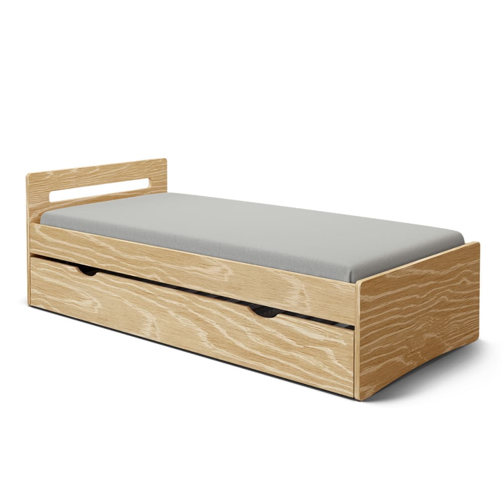 Pack lit gigogne avec matelas bois massif 90x190 cm