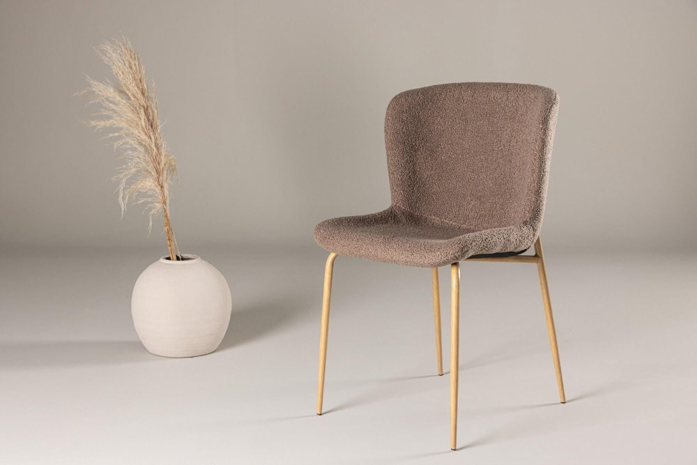 2er-Set Esszimmerstühle Modesto aus Teddy Bouclé, Braun - Maisons