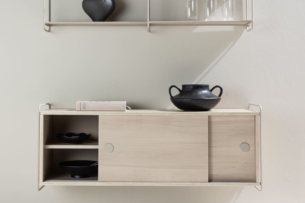 Etagère murale 2 portes en bois LAGA bois (mdf) naturel 122x35x48cm