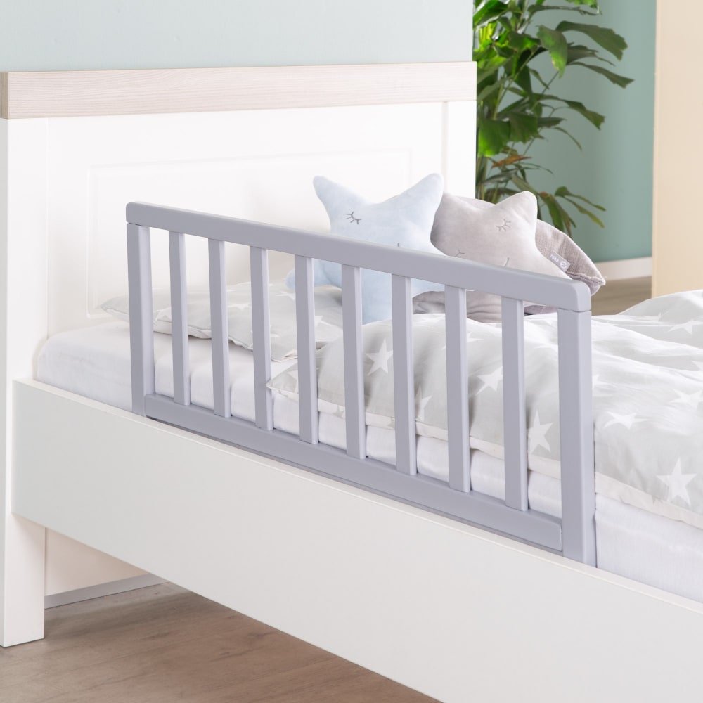 Barrière de lit bébé 90 cm en bois massif taupe - Maisons du Monde